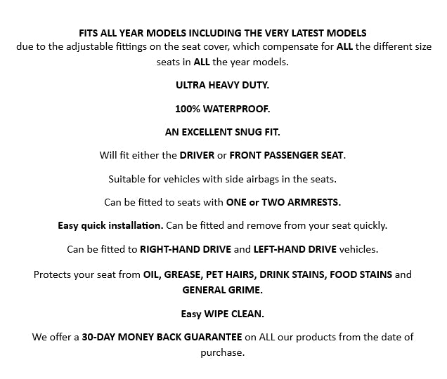 Genuine GRIFFIN MOTORSPORT ULTRA HEAVY DUTY Seat Cover Fits ALL VAUXHALL GRANDLAND Vehicles BRITISH MADE QUALITY